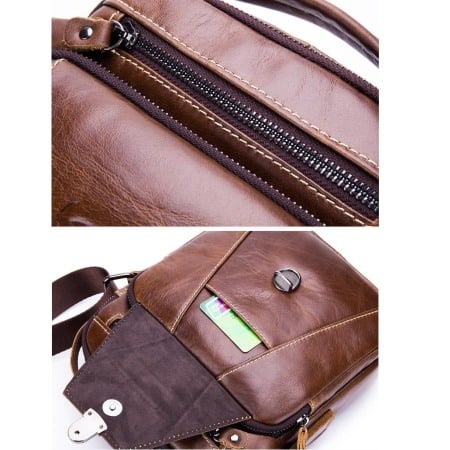 Geanta barbati BULLCAPTAIN, borseta de serviciu, geanta de umar, BC-041, Cafeniu, 23x18x7 cm, Piele naturala [6]