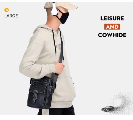 Geanta barbati BULLCAPTAIN, borseta de serviciu, geanta de umar, BC-053-L, Piele Naturala, 28x21x10CM [4]