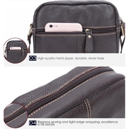 Geanta barbati, Jack GB7639, Piele Naturala, Maro, 22x21x8 cm [2]