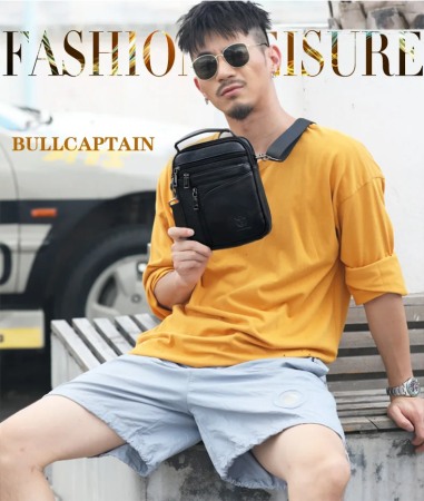 Geanta barbati, Henry GB7687, Piele Naturala, Negru, 23x18x7.5cm [2]