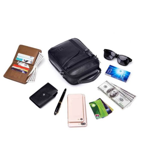 Geanta barbati, Henry GB7687, Piele Naturala, Negru, 23x18x7.5cm [10]