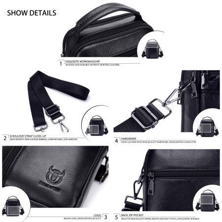 Geanta barbati, Henry GB7687, Piele Naturala, Negru, 23x18x7.5cm [16]