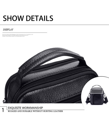 Geanta barbati, Henry GB7687, Piele Naturala, Negru, 23x18x7.5cm [7]