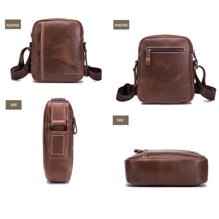Geanta barbati, Austin GB3019, Piele Naturala, Maro, 23x19x7 cm [7]
