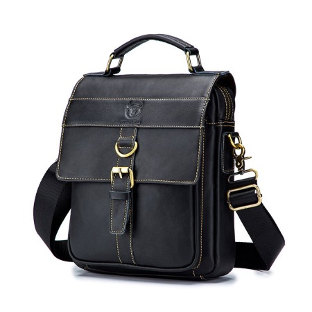 GENTI BARBATI - Geanta barbati, Harrison GB7733, Piele Naturala, Negru 27.5x23x9 cm