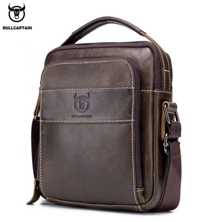 Geanta barbati, Iacov GB7606, Piele Naturala, Cafeniu, 22x18x6 cm [1]
