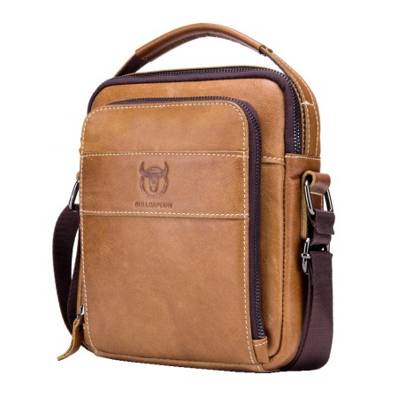 GENTI BARBATI - Geanta barbati, Iacov GB7604, Piele Naturala, Maro, 22x18x6 cm