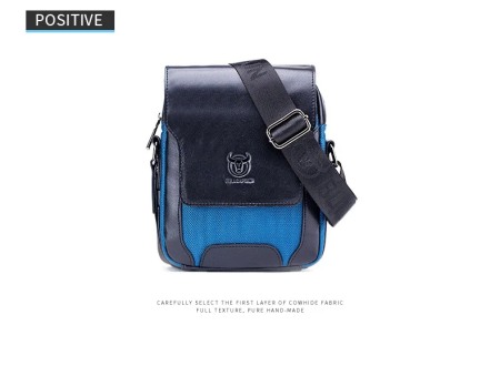 Geanta barbati, Michael GB7654, Piele Naturala, Albastru-Negru 22.5x17.5x6 cm [1]