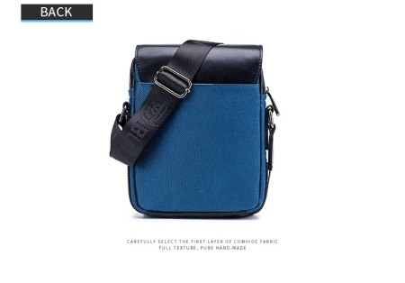 Geanta barbati, Michael GB7654, Piele Naturala, Albastru-Negru 22.5x17.5x6 cm [3]