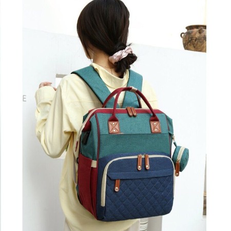 Geanta Bebe Avamsi AVALL-HT9011 tip rucsac scutece cu patut pliabil, Straight, incapatoare, impermeabila, versatila, ergonomica si sigura pentru mama, tata si copil [1]