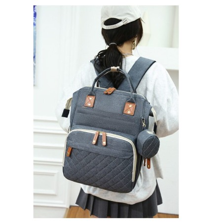 Geanta Bebe Ecaterina LL-HT9010  tip rucsac scutece, Straight, incapatoare, impermeabila, versatila, ergonomica si sigura pentru mama, tata si copil [10]