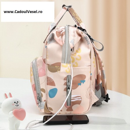 Geanta Bebe Delfina MB17 tip rucsac scutece, Straight, incapatoare, impermeabila, versatila, ergonomica si sigura pentru mama, tata si copil, 38x26x18 cm [11]