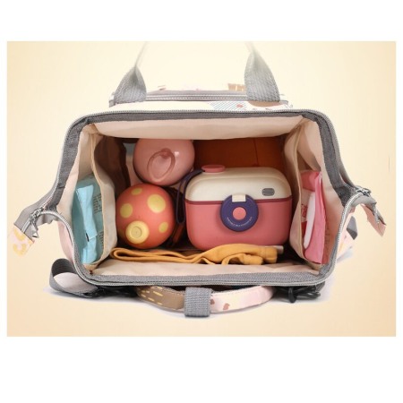 Geanta Bebe Delfina MB17 tip rucsac scutece, Straight, incapatoare, impermeabila, versatila, ergonomica si sigura pentru mama, tata si copil, 38x26x18 cm [8]