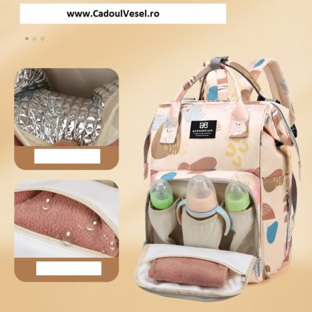 Geanta Bebe Delfina MB17 tip rucsac scutece, Straight, incapatoare, impermeabila, versatila, ergonomica si sigura pentru mama, tata si copil, 38x26x18 cm [10]