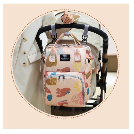 Geanta Bebe Delfina MB17 tip rucsac scutece, Straight, incapatoare, impermeabila, versatila, ergonomica si sigura pentru mama, tata si copil, 38x26x18 cm [4]
