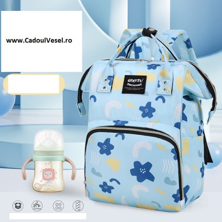 Geanta Bebe Eleonora MB07 tip rucsac scutece, Straight, incapatoare, impermeabila, versatila, ergonomica si sigura pentru mama, tata si copil, 38x26x18 cm [8]