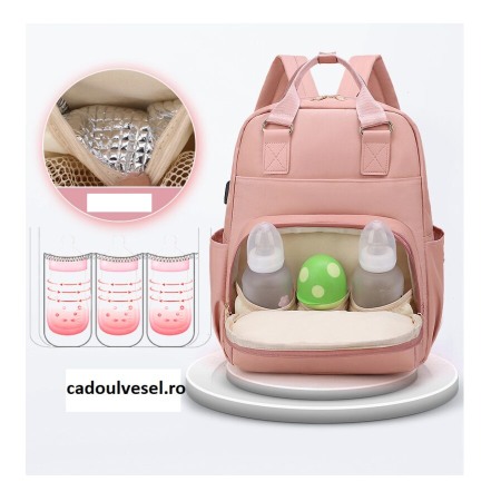 Geanta Bebe Ruby MB23 tip rucsac scutece, Straight, incapatoare, impermeabila, versatila, ergonomica si sigura pentru mama, tata si copil, 39x29x15 cm [7]