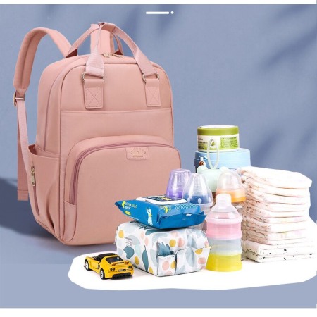Geanta Bebe Ruby MB23 tip rucsac scutece, Straight, incapatoare, impermeabila, versatila, ergonomica si sigura pentru mama, tata si copil, 39x29x15 cm [5]