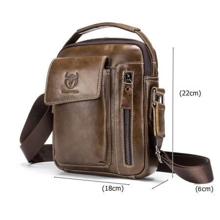 Geanta barbati, William, GB626, Piele Naturala, Cafeniu, 22x18x6 cm [3]