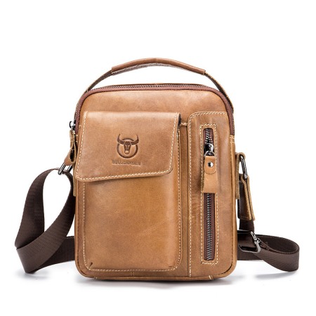 GENTI BARBATI - Geanta barbati, William, GB913, Piele Naturala, Maro, 22x18x6 cm
