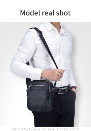 Geanta barbati, Alexander GB7899, Piele Naturala, Negru, 21x17x8 cm [14]