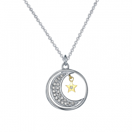 BIJUTERII ARGINT - Lantisor cu pandativ din argint  925, LD758, Lumina lunii, placat cu rodiu