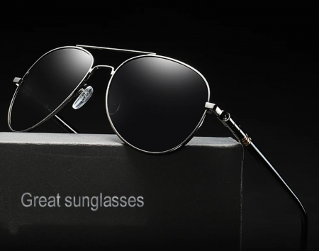 Ochelari de soare Barbati, Polarizati, Protectie UV, Sindre 1099 Aviator, Negru [5]