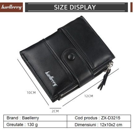Portofel Barbati, Baellerry, ZX-D3215, Negru, 12x10x2 cm [2]
