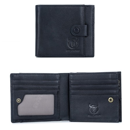 Portofel Barbati, Bullcaptain, BC-038-H, Negru, 11x10x3 cm Piele naturala [1]