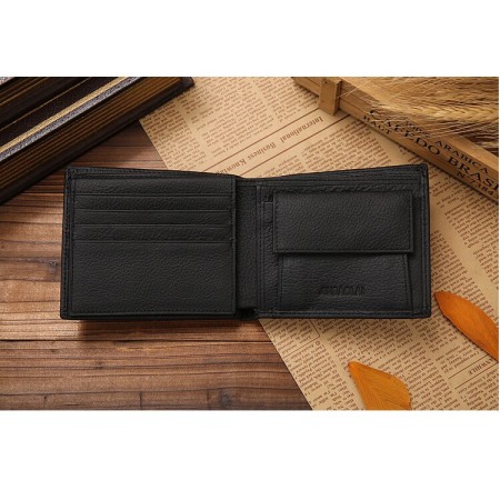 Portofel Barbati, JINBAOLAI, JBL-8041, Negru, 11.5x9.5x2.5 cm, Piele naturala [5]