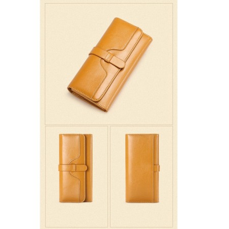 Portofel Dama, AVAMSI, BQ-5160, Galben, 19.5x9.5x3 cm cm Piele naturala [1]