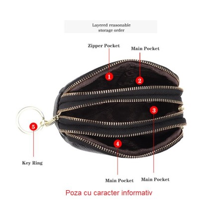 Portofel Dama, AVAMSI, YT-0015, 13x7.5x5.5 cm, Piele naturala [6]