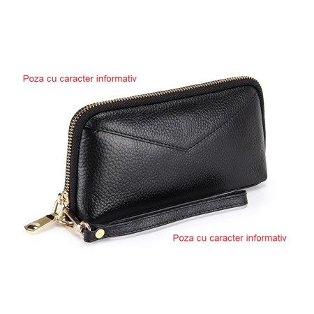Portofel Dama, AVAMSI, YT-1348, Negru, 19x11x4 cm Piele naturala [3]