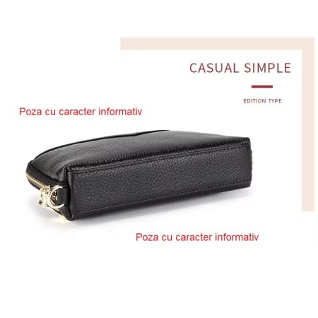 Portofel Dama, AVAMSI, YT-1348, Negru, 19x11x4 cm Piele naturala [6]