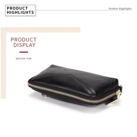Portofel Dama, AVAMSI, YT-1348, Negru, 19x11x4 cm Piele naturala [4]