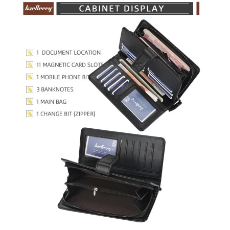 Portofel Unisex, Dama, Barbati, Baellerry, ZX-C9156, Negru, 22x11x4 cm [7]