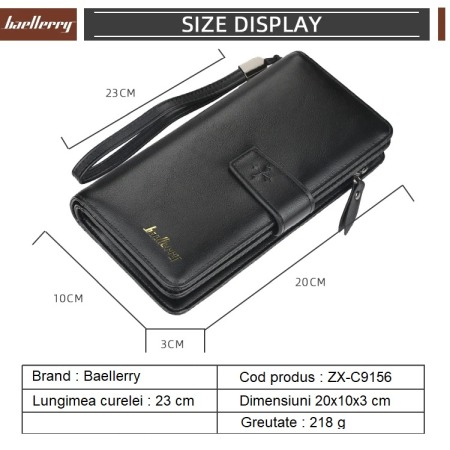 Portofel Unisex, Dama, Barbati, Baellerry, ZX-C9156, Negru, 22x11x4 cm [3]