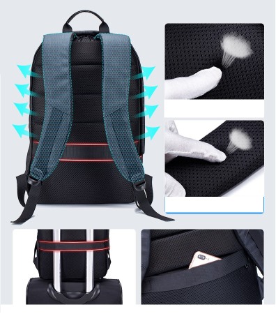 Rucsac Unisex BullCaptain BC-603, multifunctional, laptop, calatorii, negru, 45x31x12CM [8]