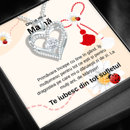 CADOU MAMĂ - Set Cadou pentru Mamă LD756L – Colier Legământul Iubirii din Argint 925 placat cu rodiu, Cutie cadou elegantă și Felicitare cu mesaj special