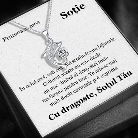 CADOU SOȚIE - Set Cadou Soție – Colier cu Pandativ Spiritul Oceanului din Argint 925 placat cu rodiu, Cutie Elegantă și Felicitare Personalizată