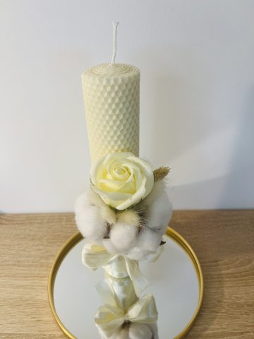 Lumanare pentru Botez cu flori de bumbac [2]