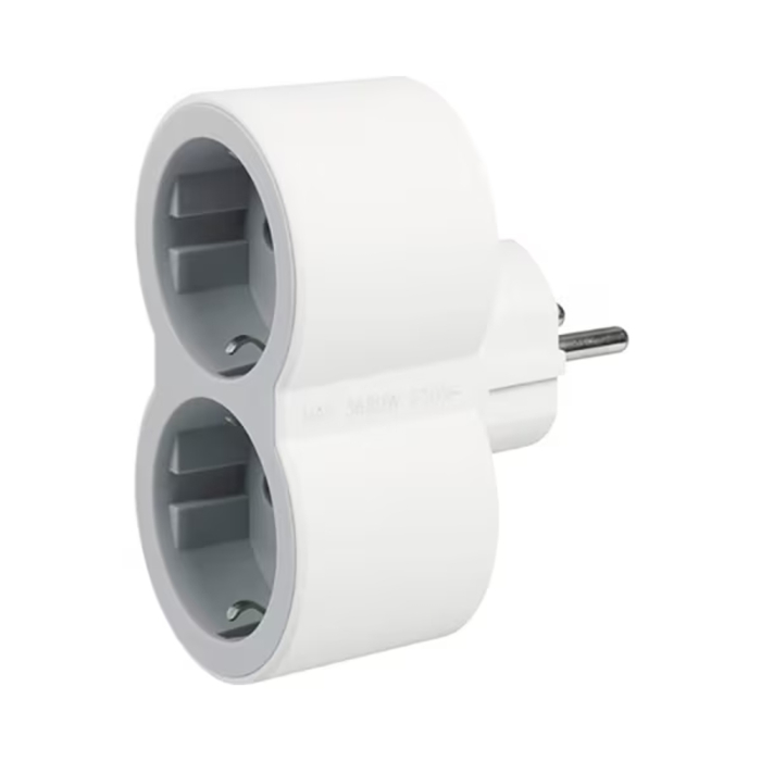 Adaptor de priza dublu alb gri cu doua prize frontale cu impamantare [2]