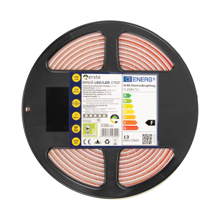Banda LED COB 24V 13W pe metru lumina rece 6400K IP65 rola 5m [2]