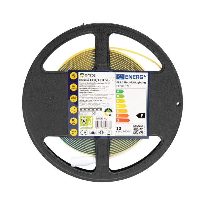 Banda LED COB 24V 13W pe m 3000K IP20 rola 5m pentru iluminat interior [2]