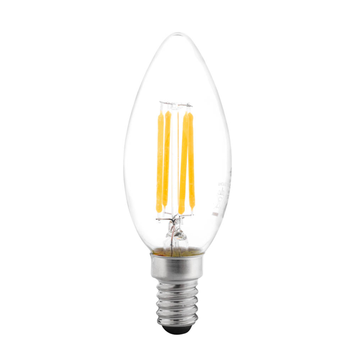 Bec LED filament clar in forma de lumanare cu dulie E14 si lumina rece 6500K [2]