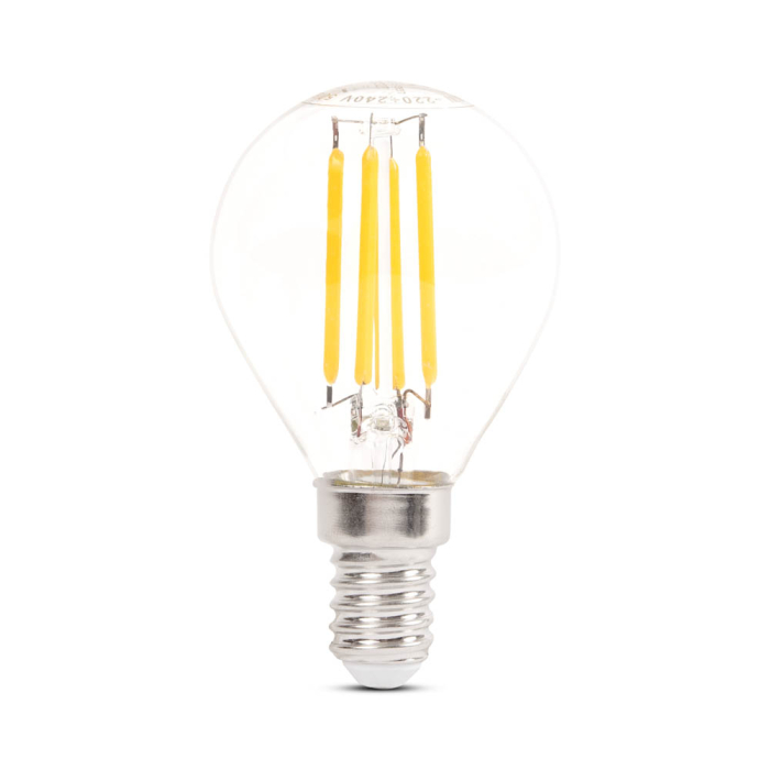 Bec LED filament sferic clar 4W cu dulie E14 si lumina calda 2700K [2]