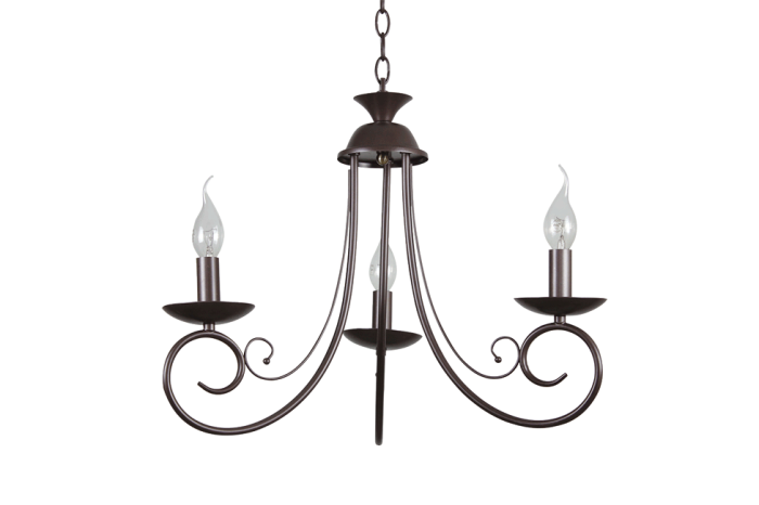 Candelabru decorativ maro inchis din metal cu sticla transparenta si 3 dulii E14 [2]