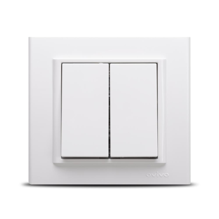 Comutator dublu alb pentru montaj incastrat cu doua clapete [2]