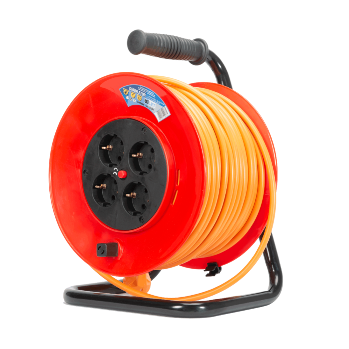 Derulator electric negru portocaliu cu 4 prize si cablu de 50 m [2]