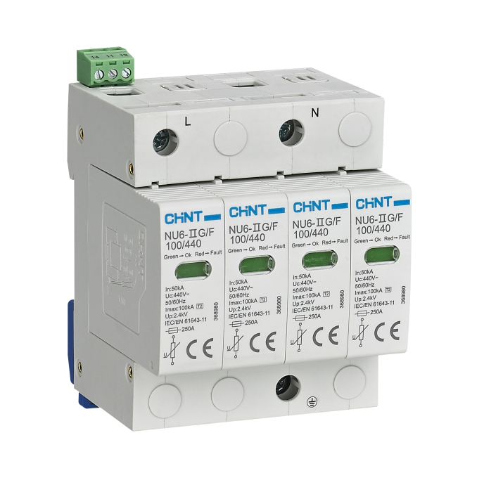 Descarcator supratensiune clasa 2 4P 20kA 275VAC pentru sina DIN [2]